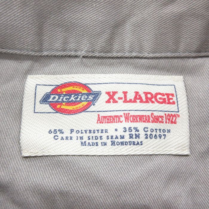 XL/古着 ディッキーズ Dickies 半袖 ワーク シャツ メンズ 00s ロング丈 大きいサイズ グレー 24mar23 中古 トップス_画像4