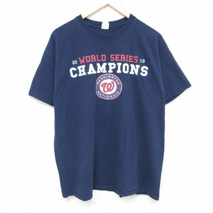 XL/古着 半袖 Tシャツ メンズ MLB ワシントンナショナルズ クルーネック 紺 ネイビー メジャーリーグ ベースボール 野球 24mar23 中古_画像1