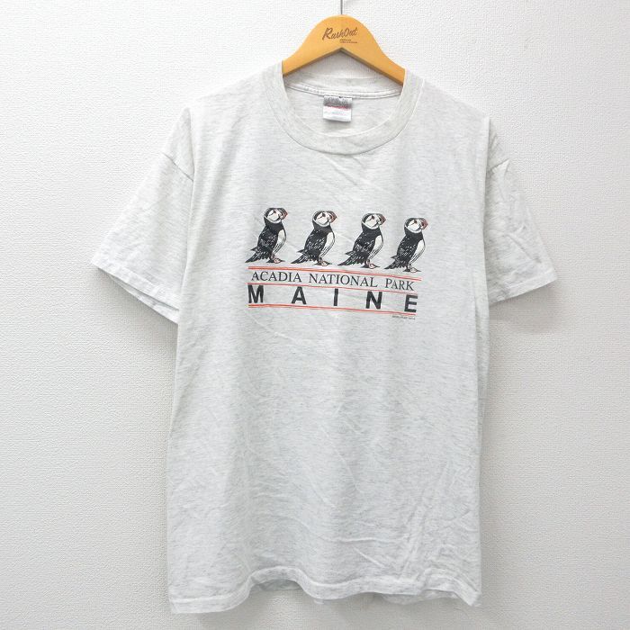 XL/古着 オニータ ONEITA 半袖 ビンテージ Tシャツ メンズ 90s 鳥 クルーネック グレー 霜降り 24mar25 中古_画像1