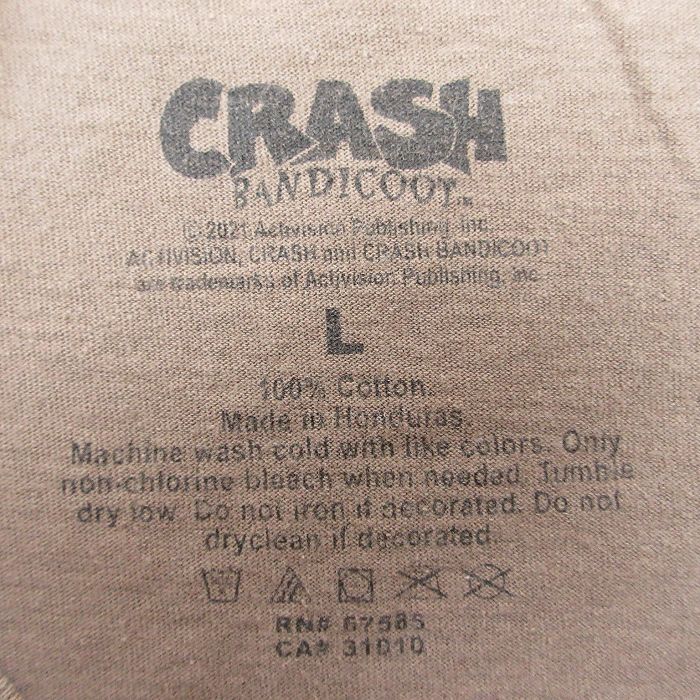 XL/古着 半袖 Tシャツ メンズ ゲーム クラッシュバンディクー コットン クルーネック ベージュ カーキ 24mar25 中古_画像3