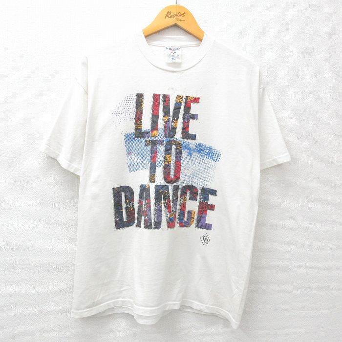 L/古着 ジャージーズ 半袖 ビンテージ Tシャツ メンズ 90s ダンス クルーネック 白 ホワイト 24mar25 中古_画像1