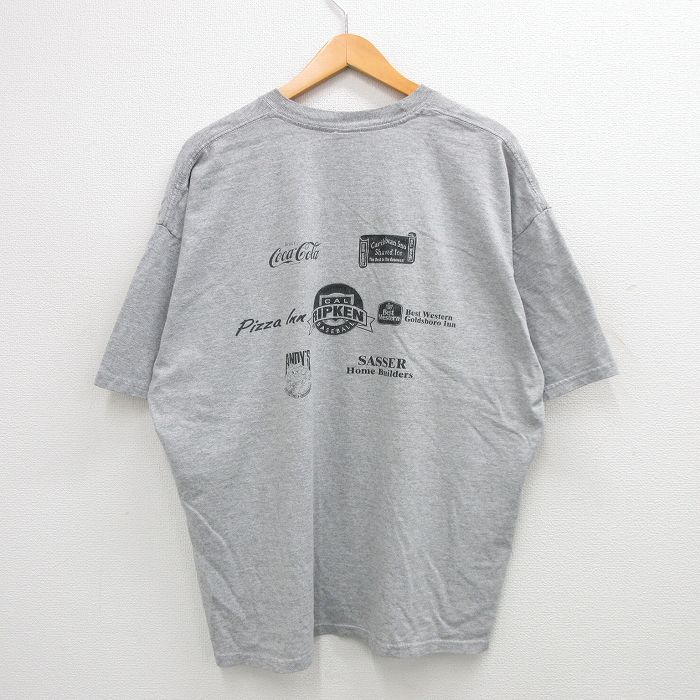 XL/古着 半袖 ビンテージ Tシャツ メンズ 00s CAL RIPKEN 野球 企業広告 大きいサイズ クルーネック グレー 霜降り 24mar26 中古_画像2