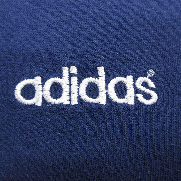 XL/古着 アディダス adidas 半袖 ビンテージ Tシャツ メンズ 90s ワンポイントロゴ 大きいサイズ コットン クルーネック 紺 ネイビー 24mar_画像2