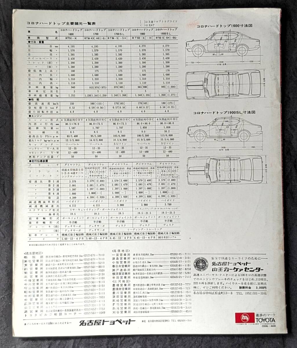 トヨタ　コロナ・ハードトップ　カタログ　1971.8　H2_画像5