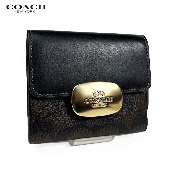 COACH コーチ レディース 財布 二つ折り財布 エライザ スモール ウォレット シグネチャー CP255 ブラック アウトレット 新作 新品 セール