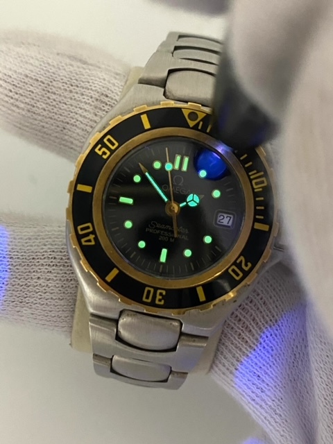 電池交換済 稼動品 OMEGA オメガ シーマスター プロフェッショナル 腕時計 レディース ヴィンテージ SS YG ブラック 796.1041 クォーツの画像2