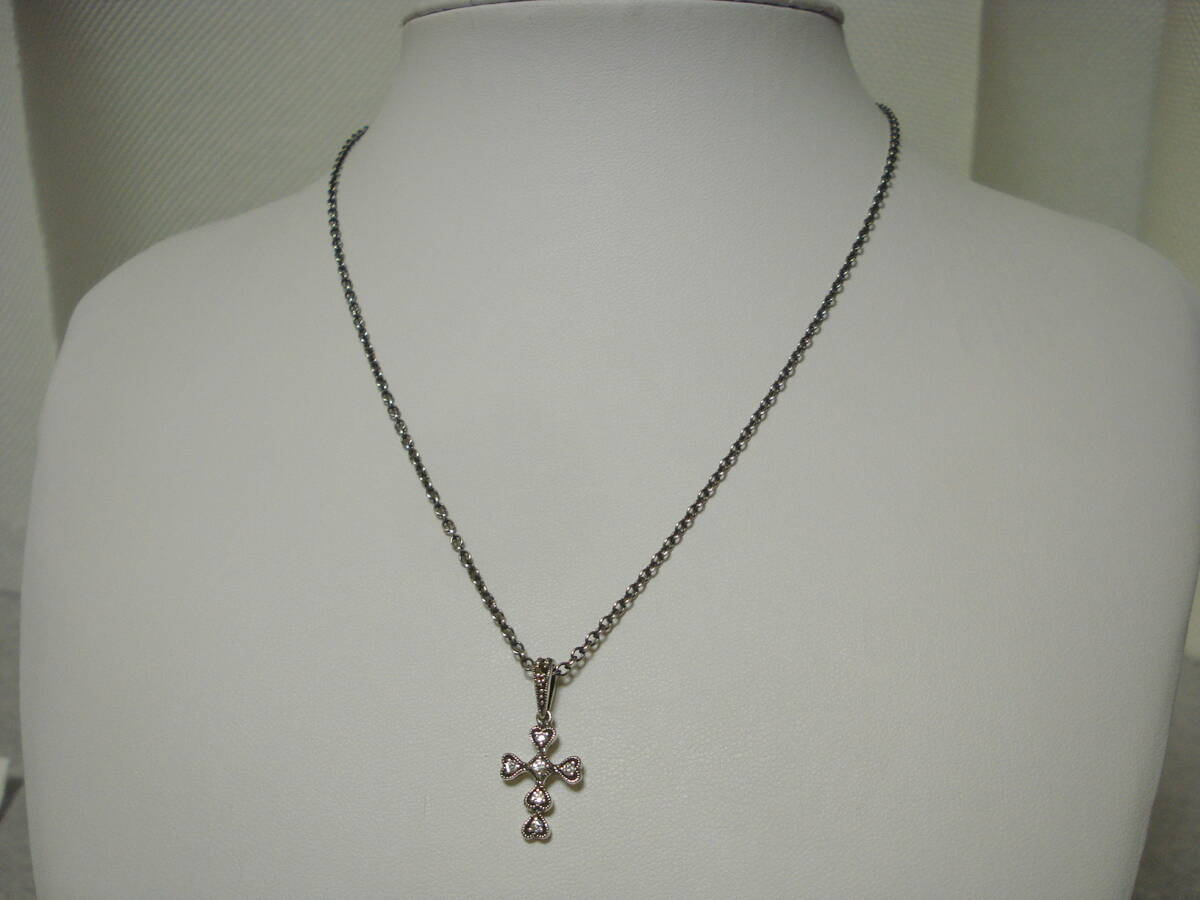 * Anna Sui silver 925 necklace * Heart shape Cross 10 character .