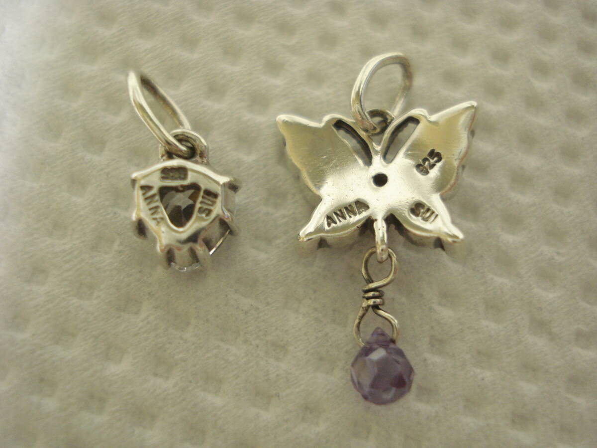 * Anna Sui silver 925 earrings necklace set * butterfly butterfly Heart 2way earrings 