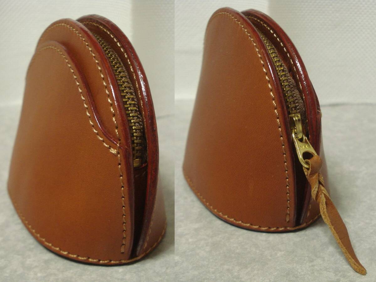 * bag ....leather craft by Emi... dollar inserting * tea Camel Brown change purse . key ring attaching coin case pouch 