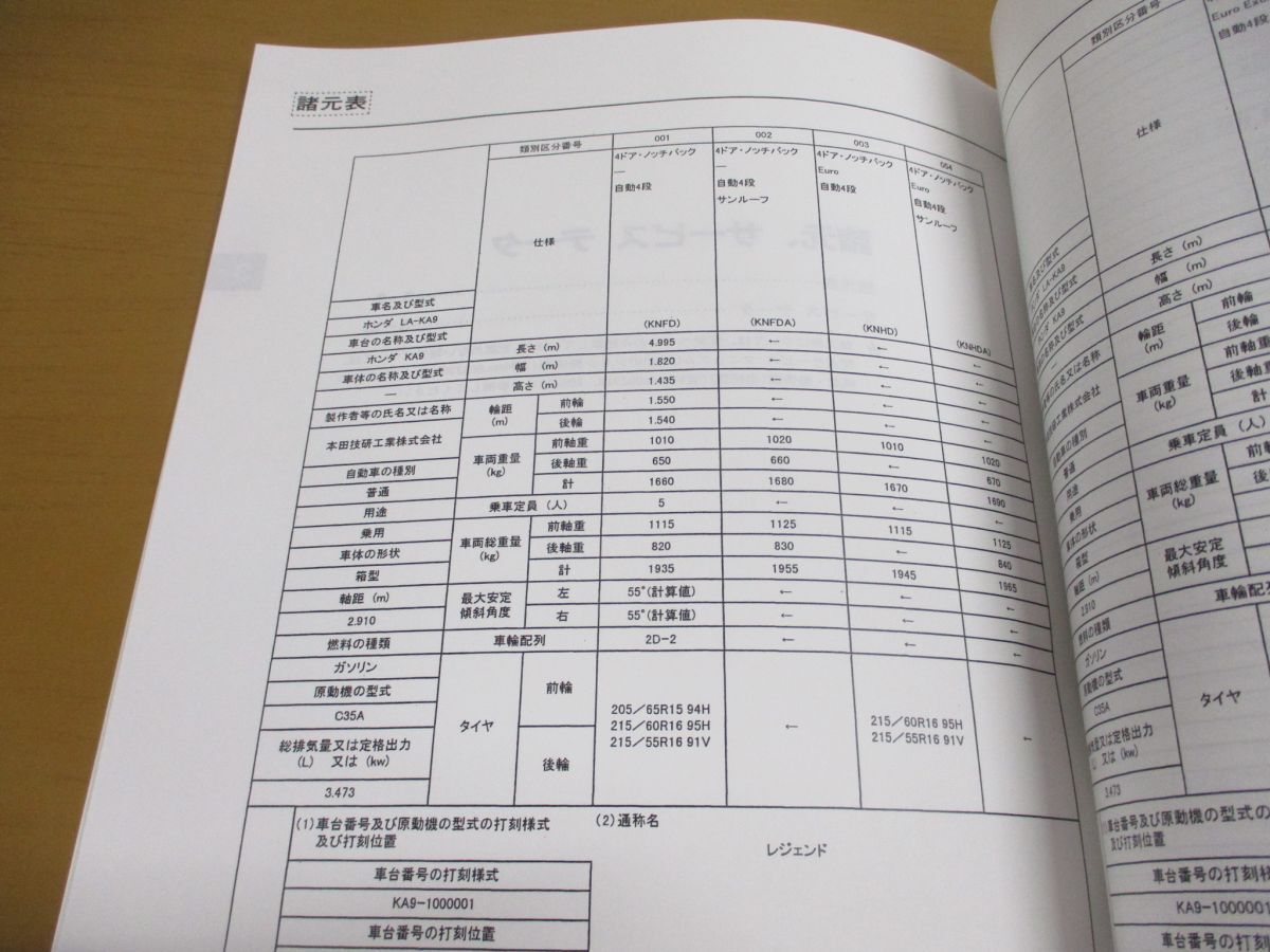 ●01)【同梱不可】HONDA サービスマニュアル LAGEND 構造・整備編/追補版/2001年/平成13年/ホンダ/LA-KA9型(1500001〜)/自動車/A_画像5