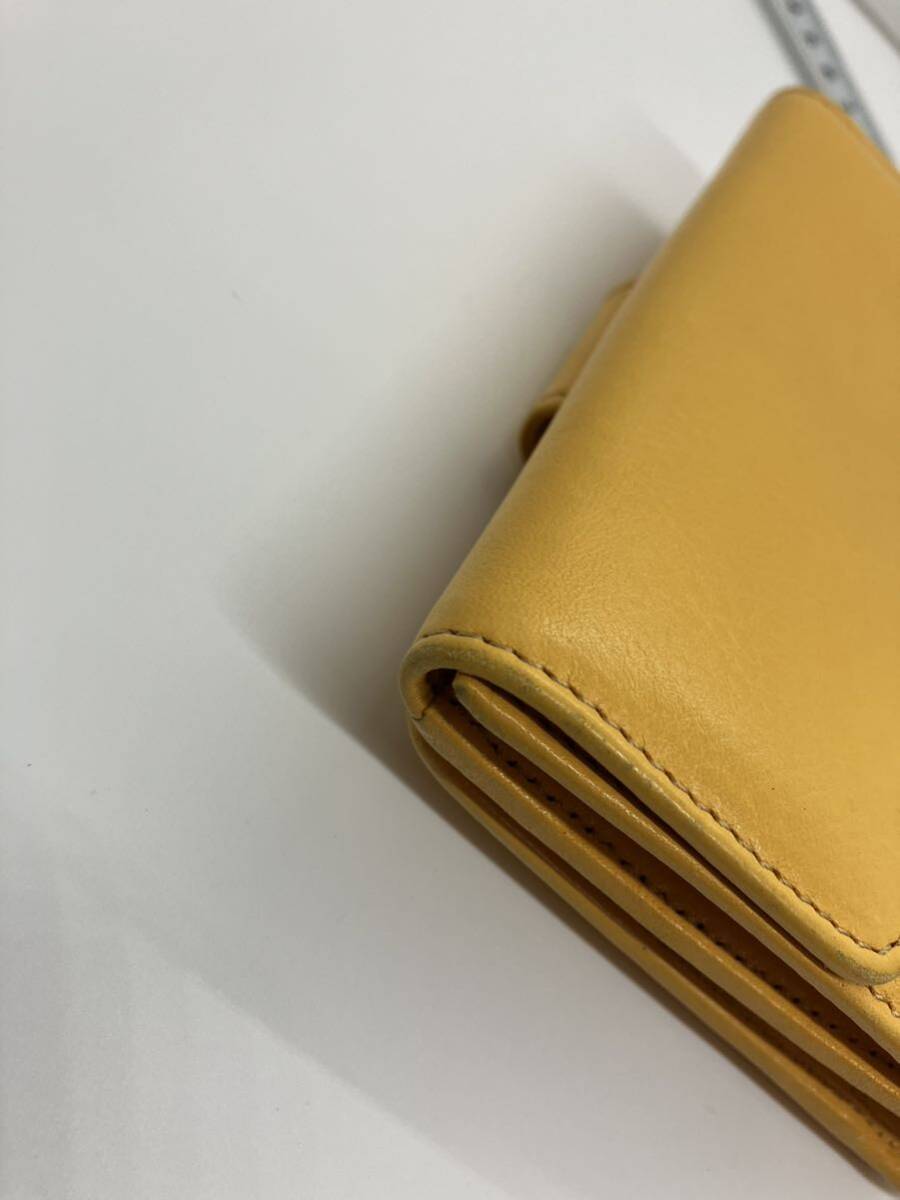 HIROFUヒロフ　二つ折り財布 革財布　レザーウォレット　保存袋付き　イエロー_画像8