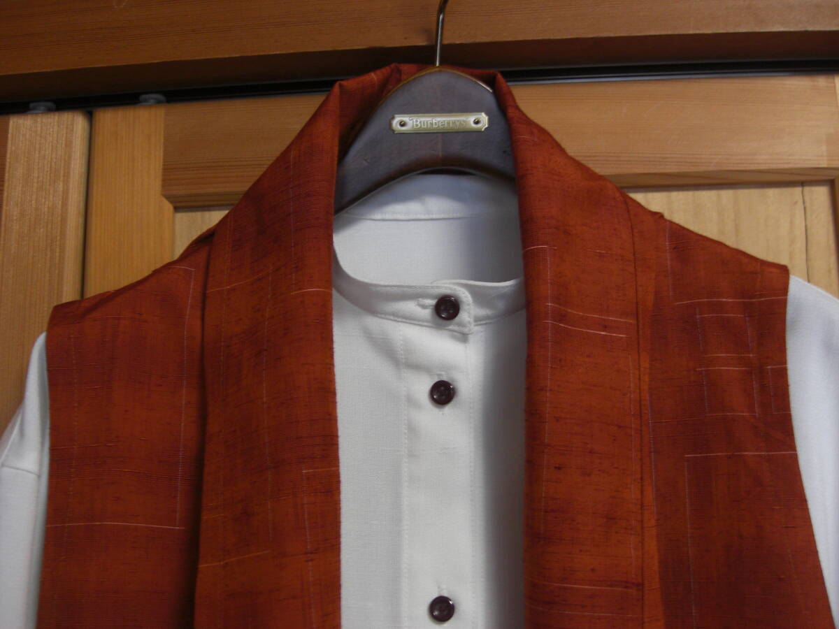 Biwa 着物リメイク 紬 ロングジレ ベスト ぼかし模様 正絹 道中着から 手作り ハンドメイドの画像2