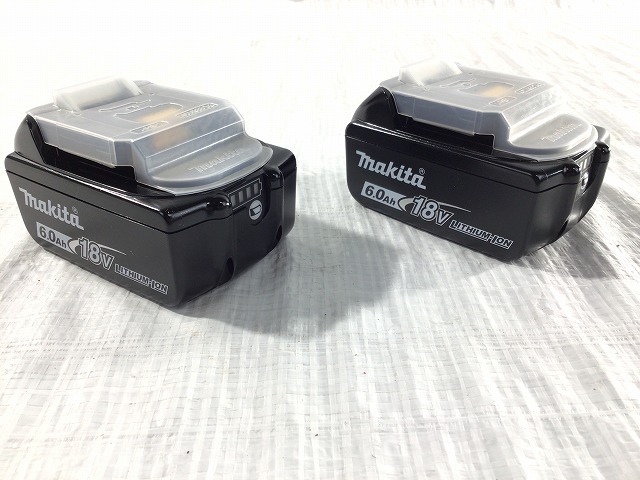 ☆未使用品2個セット☆makita マキタ 18V 6.0Ah 純正 リチウムイオンバッテリー BL1860B 残量表示付 リチウムイオン電池 蓄電池 87911の画像3