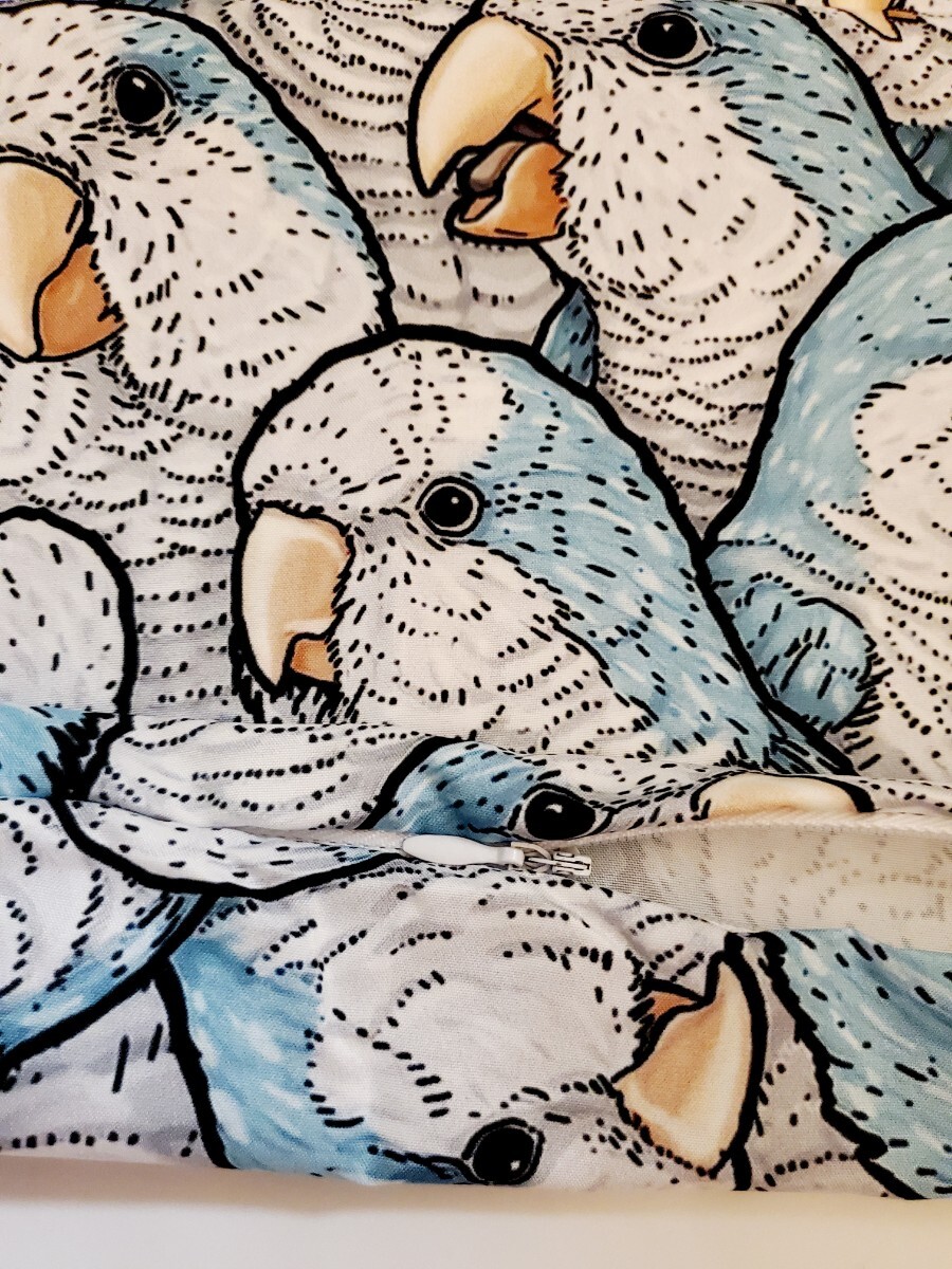 クッションカバー　セキセイインコ 　ブルー　４５ｃｍ　鳥の雑貨　HANAKO