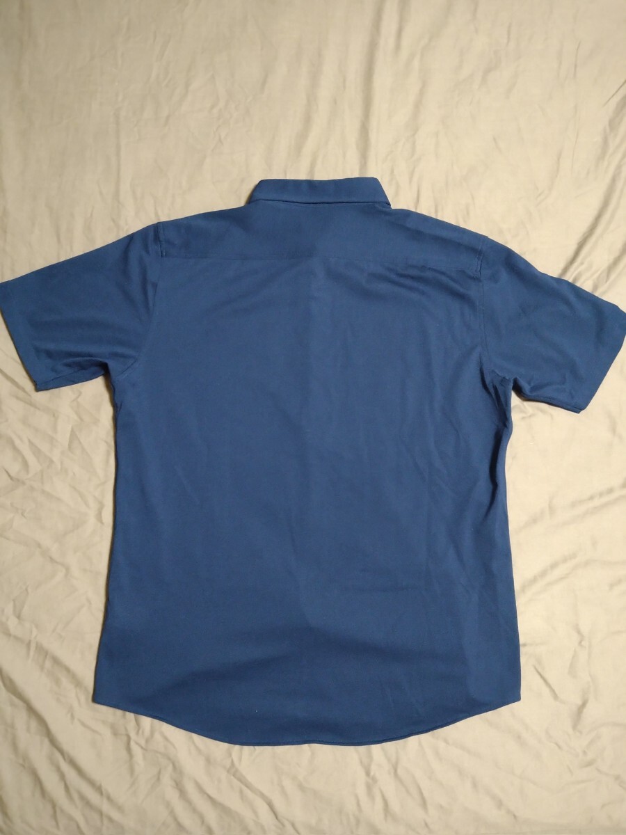 ラコステ クールマックスブレンド鹿の子地 半袖シャツ ネイビー 41 ボタンダウンシャツ 美品の画像2