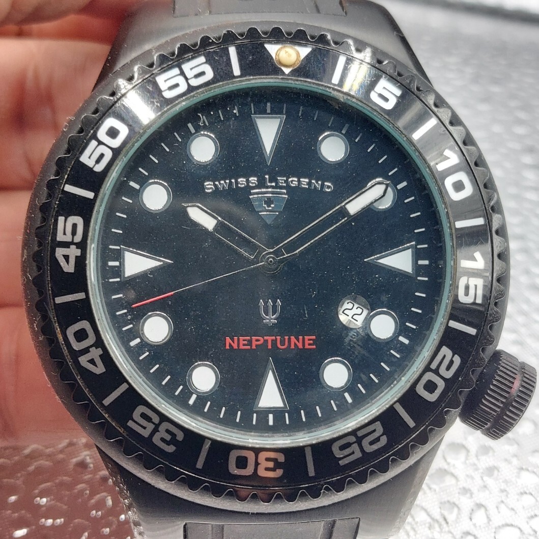 ∞琉球米軍∞米軍放出品スイスレジェンドSwiss Legendネプチューンステンレススチール耐久性防水腕時計の画像3