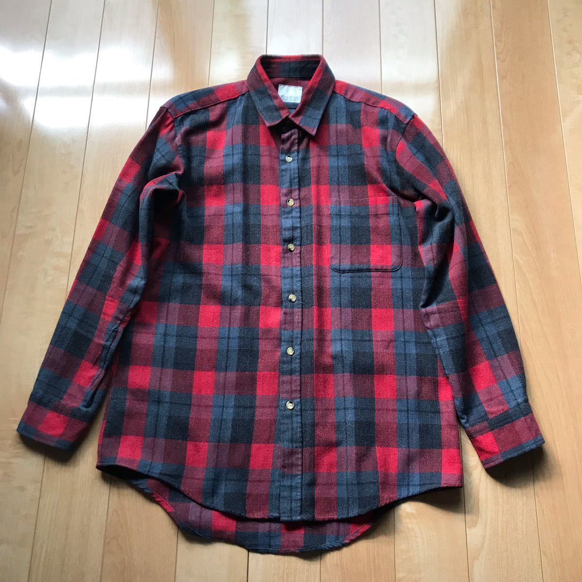 Vino Rosso ネルシャツ 578-1-33 メンズ レッド ブラック チェック ショッピング レジャー_画像1