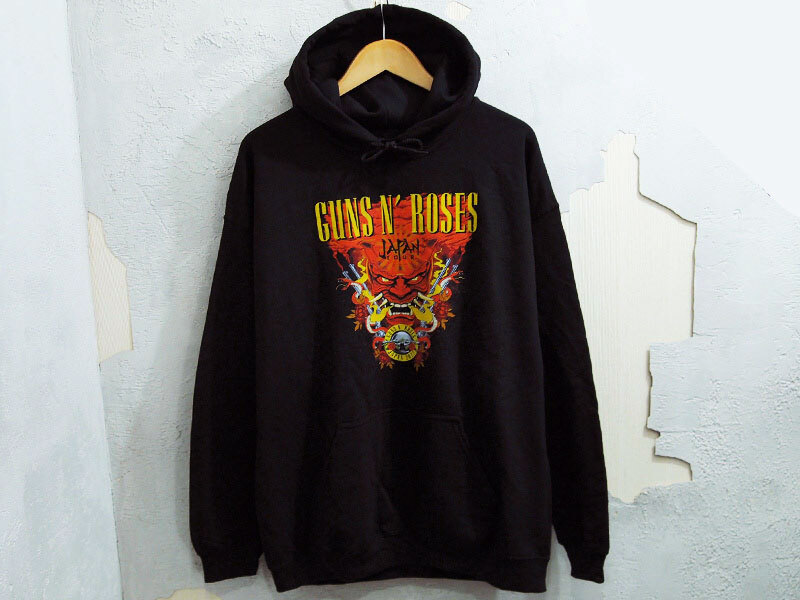 新品 Guns N' Roses Japan Tour 2022 Hoodie フーディー スウェット パーカー ガンズアンドローゼズ ジャパンツアー 黒 ブラック L_画像1