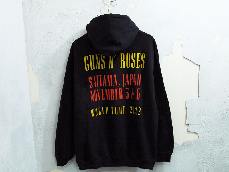 新品 Guns N' Roses Japan Tour 2022 Hoodie フーディー スウェット パーカー ガンズアンドローゼズ ジャパンツアー 黒 ブラック L_画像2