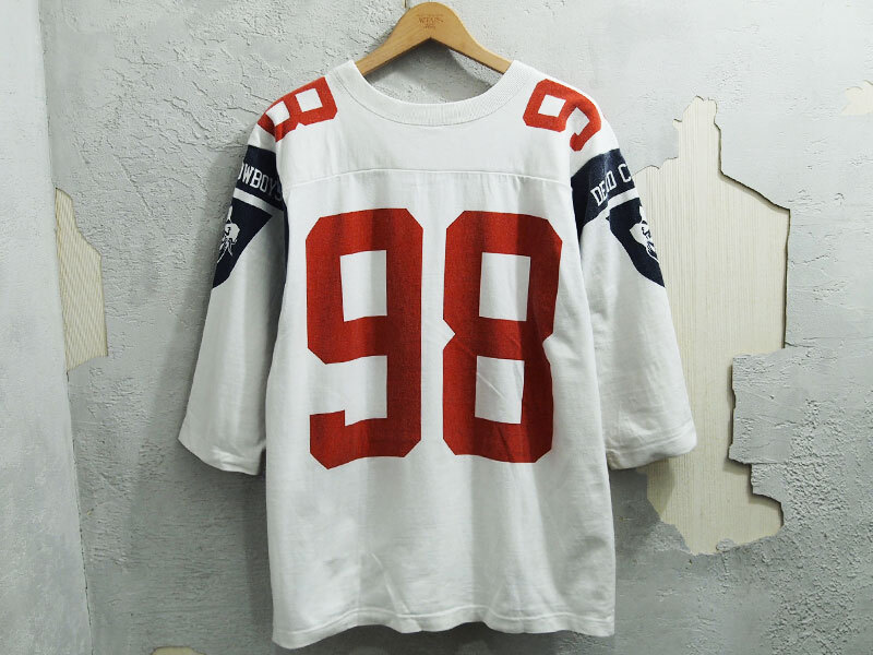 希少 BACKDROP FOOTBALL TOP 七分袖 フットボール Tシャツ DEAD COWBOYS ロゴ ナンバリング バックドロップ Back Drop 白 ホワイト M_画像2