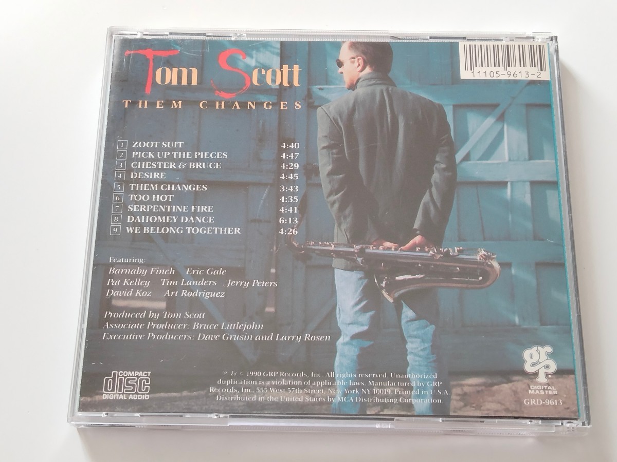 Tom Scott / Them Changes CD GRP US GRD9613 90年作,トム・スコット,Dave Koz,Eric Gale,Pat Kelley,Bernaby Finch,Jerry Peters,の画像2