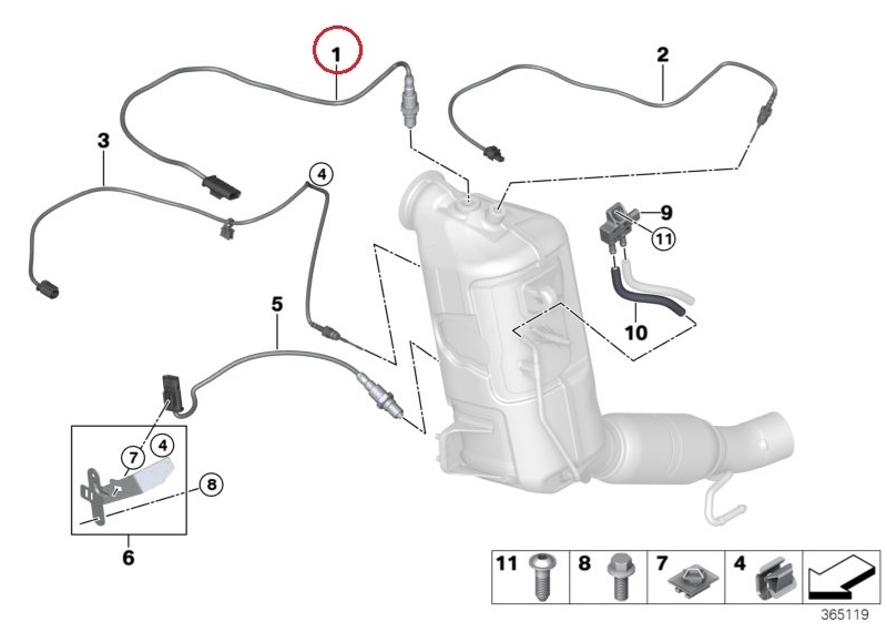 BMW MINI F56 F55 F54 F57 F60 ディーゼル キャタ前 ラムダセンサー O2センサー　13628570229　13628587494　新品_画像2