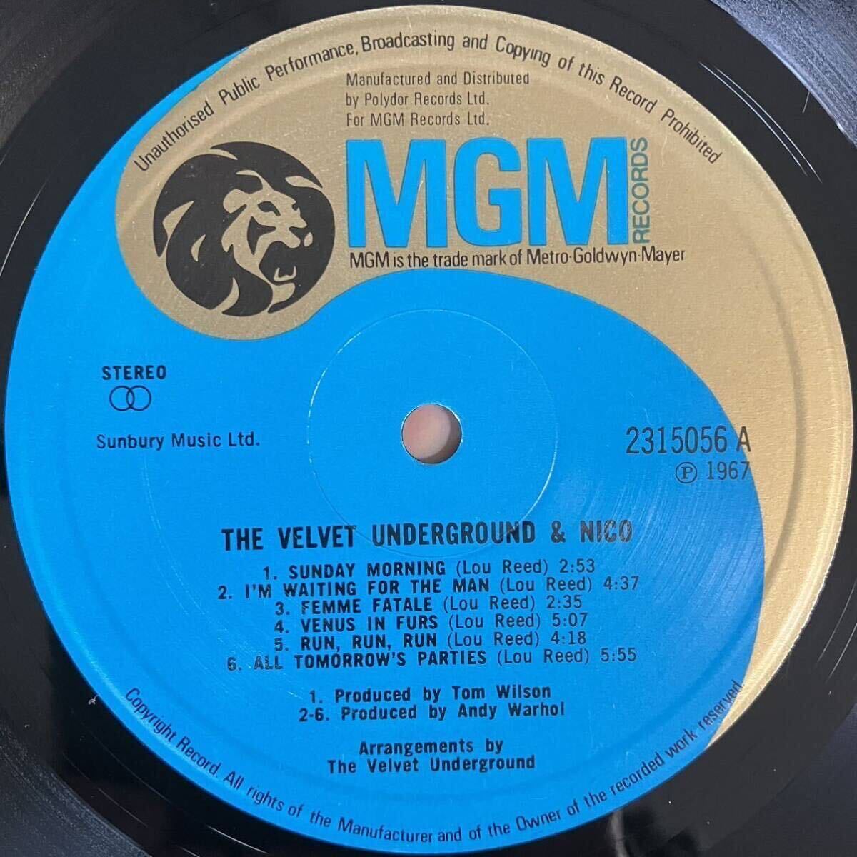 ♪UK盤♪ヴェルヴェット・アンダーグラウンド The Velvet Underground & Nico 英MGM/Polydor再発 2315 056 ワンオーナー_刻印Matrix：2315056 A//1 ▽420