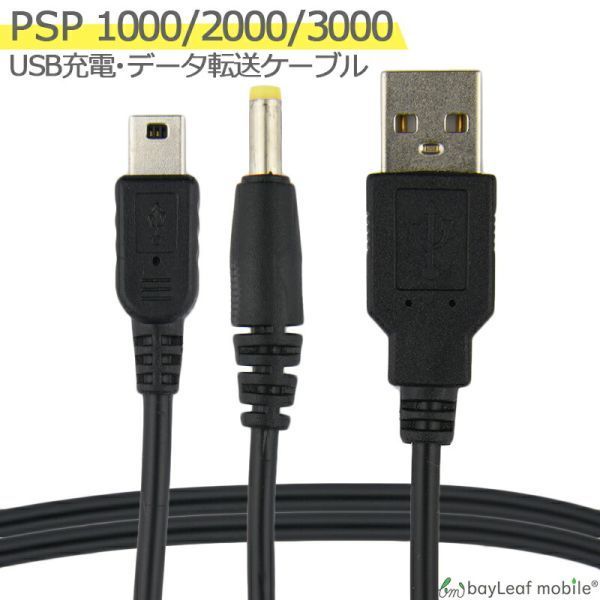 PSP-1000 PSP-2000 PSP-3000 充電ケーブル 2in1 データ転送 急速充電 USB 1m_画像1