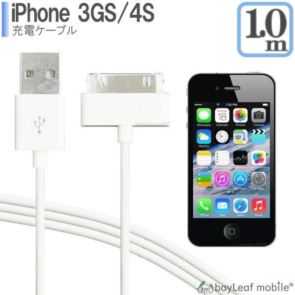 iPhone3GS 4S 8pin 充電ケーブル データ転送 急速充電 高耐久 断線防止 USBケーブル 充電器 1m_画像1