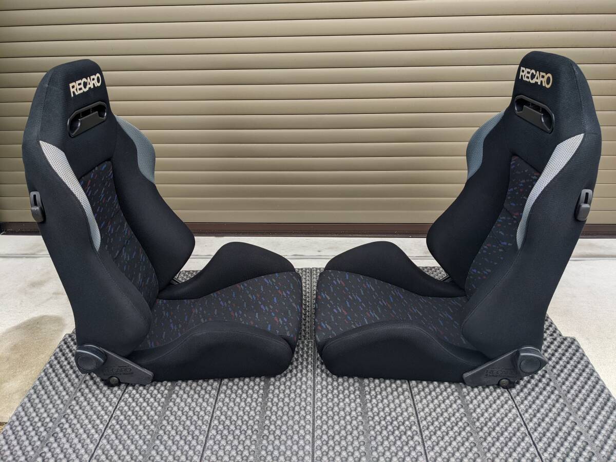 【1円～】RECARO SR-3 定番のルマンカラー破れなし2脚セット！希少な後期型の正規品！当時のスポ車に！レカロ セミバケ 検SR3/LX/LS/SR-2_サイド側（両側ダイヤル・前倒しレバー）