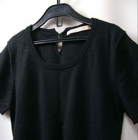 mys-5150 LAPIS BEAMS/lapis Beams / black. wool 100% simple short sleeves knitted after neck button 