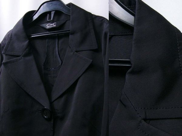 mys-5221 COUP DE CHANCE (クード シャンス)黒の光沢素材 ショート丈ジャケット お袖七分フレアスリーブ 日本製_画像2