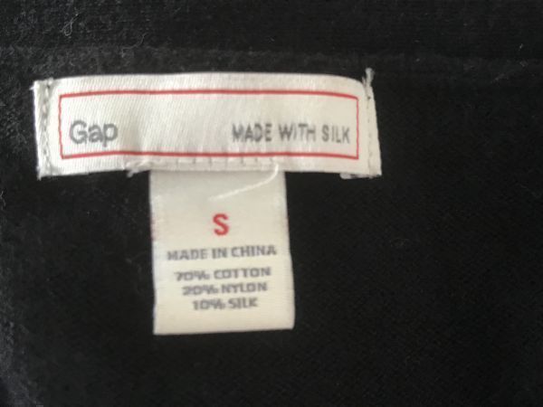 kb190# Gap Gap # long sleeve cardigan black black simple plain silk . material thin. stretch material S(M corresponding ) with translation 