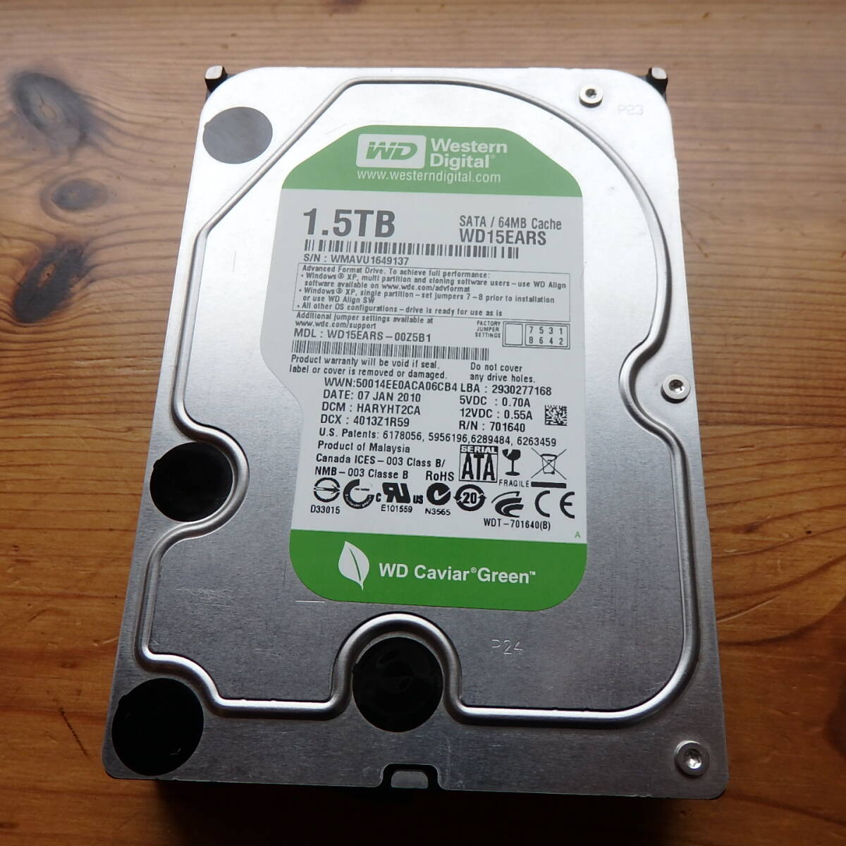 Western Digital 1.5TB（WD15EARS-00Z5B1）_画像1