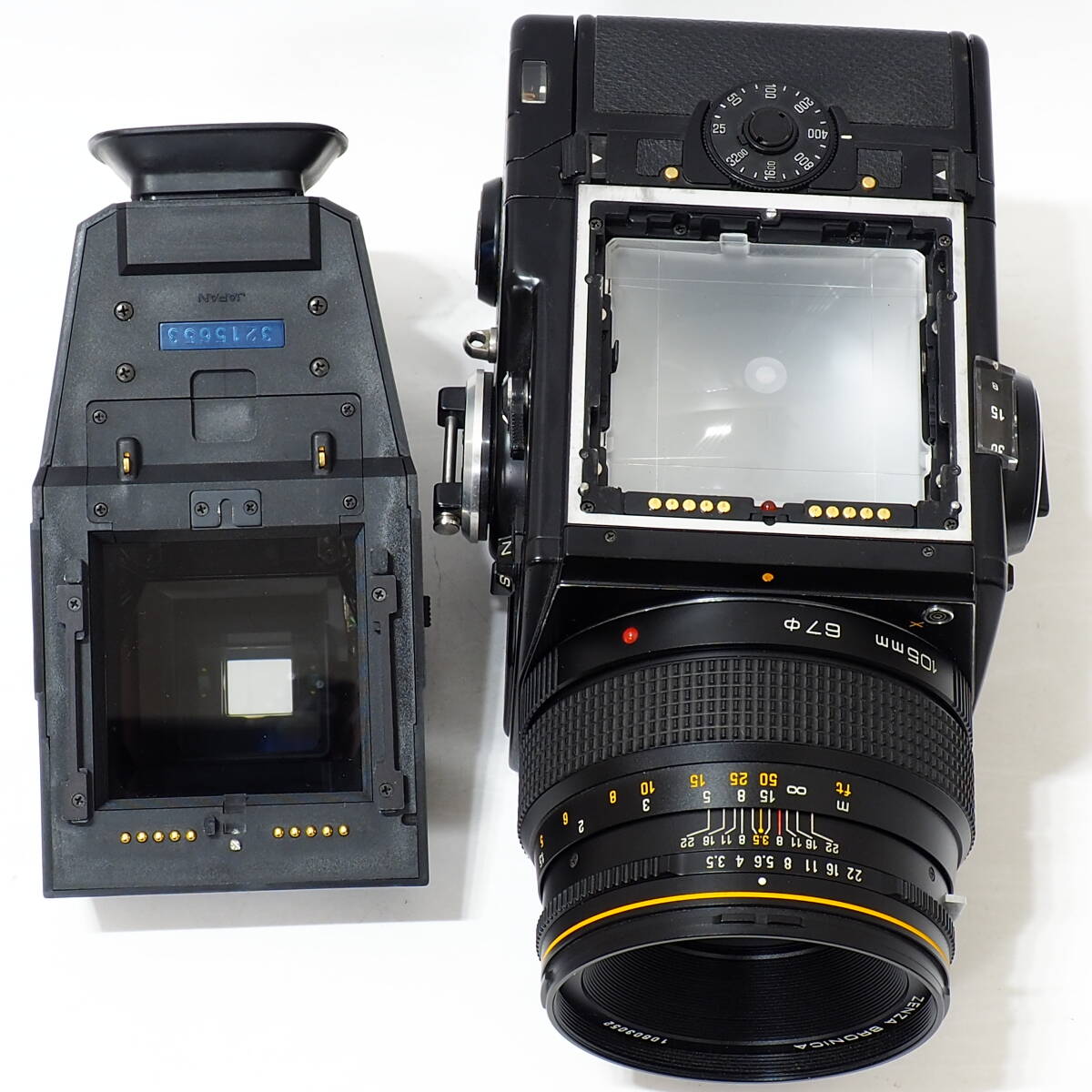 ZENZA BRONICA SQ-A ZENZANON S 105mm F3.5 6x6 120 Film Back AE Prism Finder S セット 充分撮影できる格安セット ！の画像5