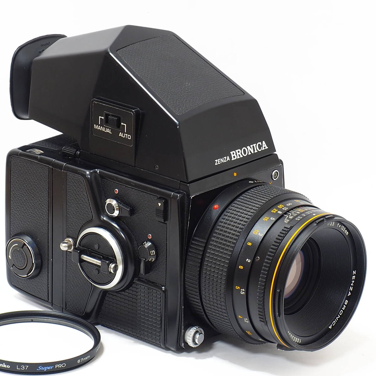 ZENZA BRONICA SQ-A ZENZANON S 105mm F3.5 6x6 120 Film Back AE Prism Finder S セット 充分撮影できる格安セット !