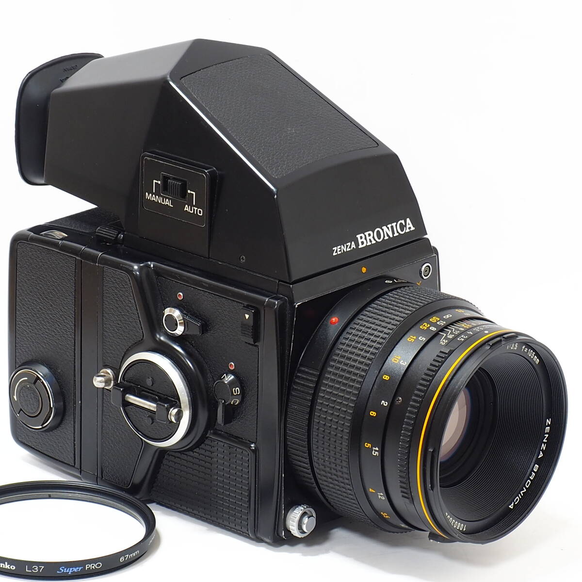 ZENZA BRONICA SQ-A ZENZANON S 105mm F3.5 6x6 120 Film Back AE Prism Finder S セット 充分撮影できる格安セット ！の画像1