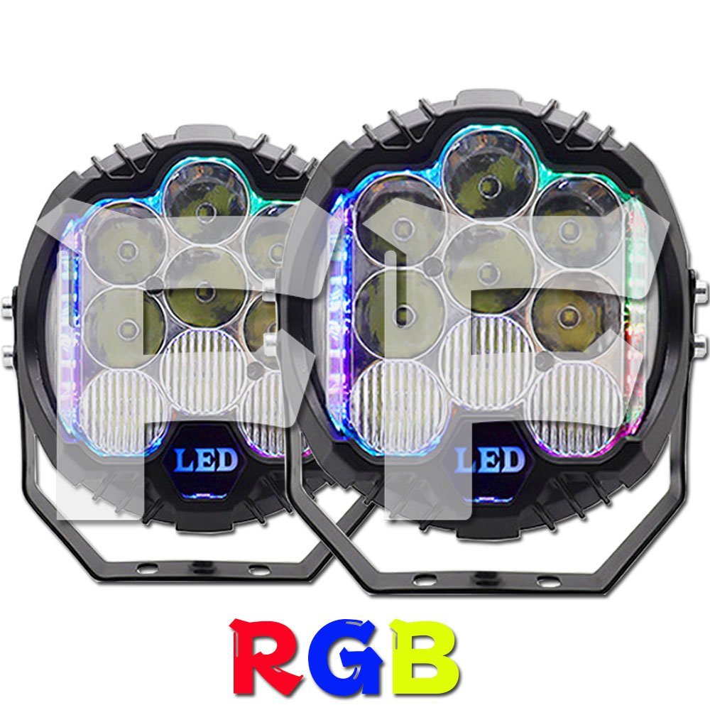 送料無料.. 5インチ RGB 50W LED ワークライト 作業灯 投光器 4x4 トラック ジープ JK JKU JL SUV ホワイト 6500K 12V-24V 多彩 RTS5-W 2個