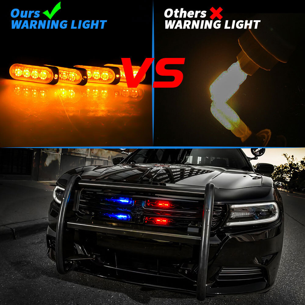 4連 LED ライト ハザード ストロボ カラー：ホワイト/アンバー フラッシュ 警告灯 パトロール ライトバー 緊急点滅 SUV 4個_画像4