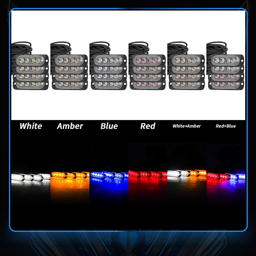4連 LED ライト ハザード ストロボ カラー：ホワイト/アンバー フラッシュ 警告灯 パトロール ライトバー 緊急点滅 SUV 4個_画像3