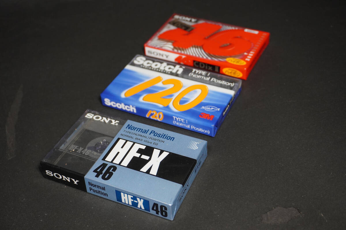 ◎【P】カセットテープ/Scotch120/SONY/HF-X46/CDixⅡ/ノーマルポジ２本/ハイポジ１本/未開封の画像1