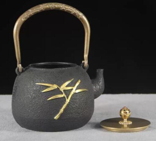 竹鉄壺 南部鉄器 コーティングなし 手作り鉄 やかんを沸かす お茶の道具 1200ML_画像5