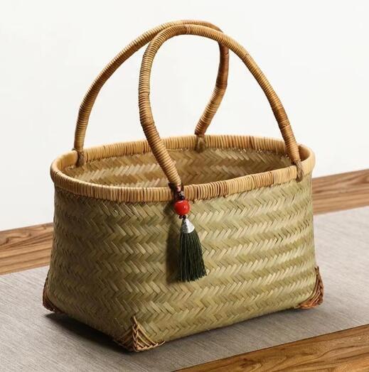  new goods! bamboo braided up basket back handmade basket stylish shopping basket storage bag bamboo braided up basket back 