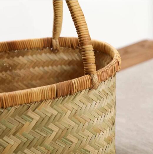  new goods! bamboo braided up basket back handmade basket stylish shopping basket storage bag bamboo braided up basket back 