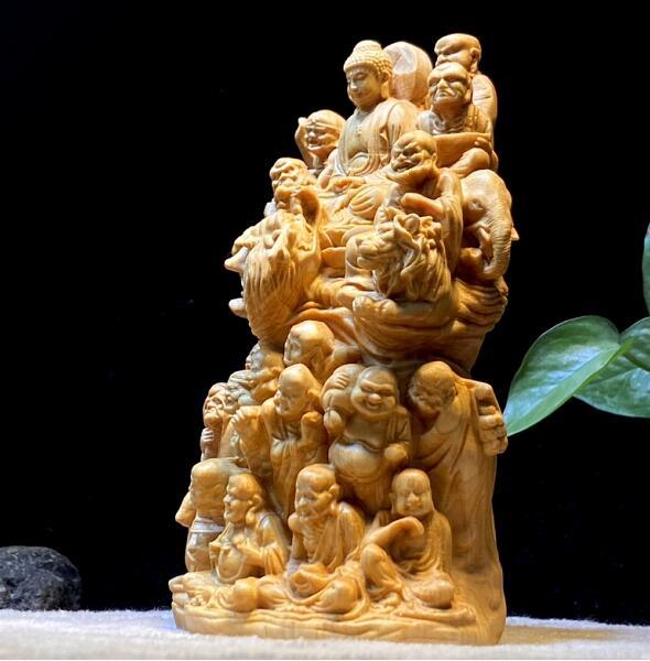 十八羅漢 仏教美術 仏像 仏教工芸品 木彫り コレクション 手職人手作り 美術品 精密雕刻_画像4