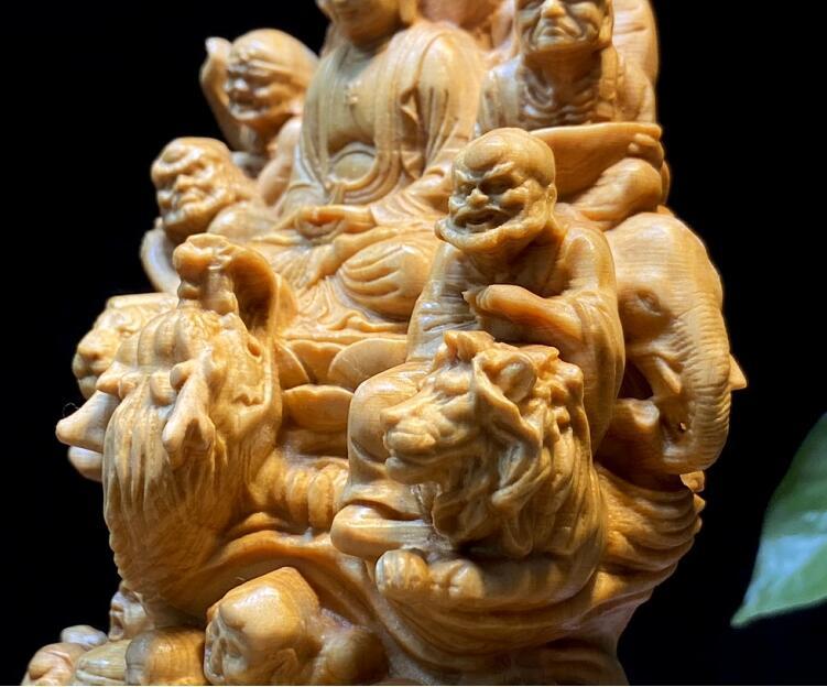 十八羅漢 仏教美術 仏像 仏教工芸品 木彫り コレクション 手職人手作り 美術品 精密雕刻_画像7