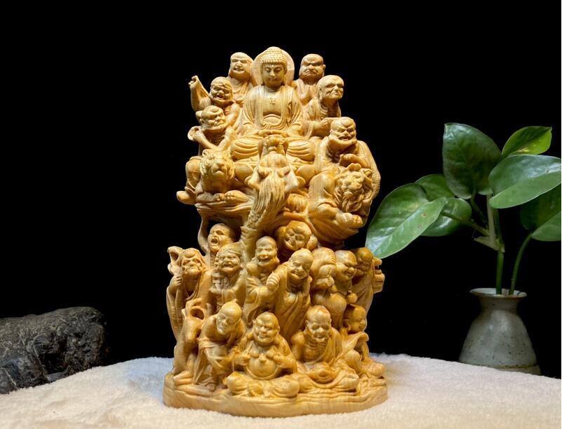 十八羅漢 仏教美術 仏像 仏教工芸品 木彫り コレクション 手職人手作り 美術品 精密雕刻_画像1