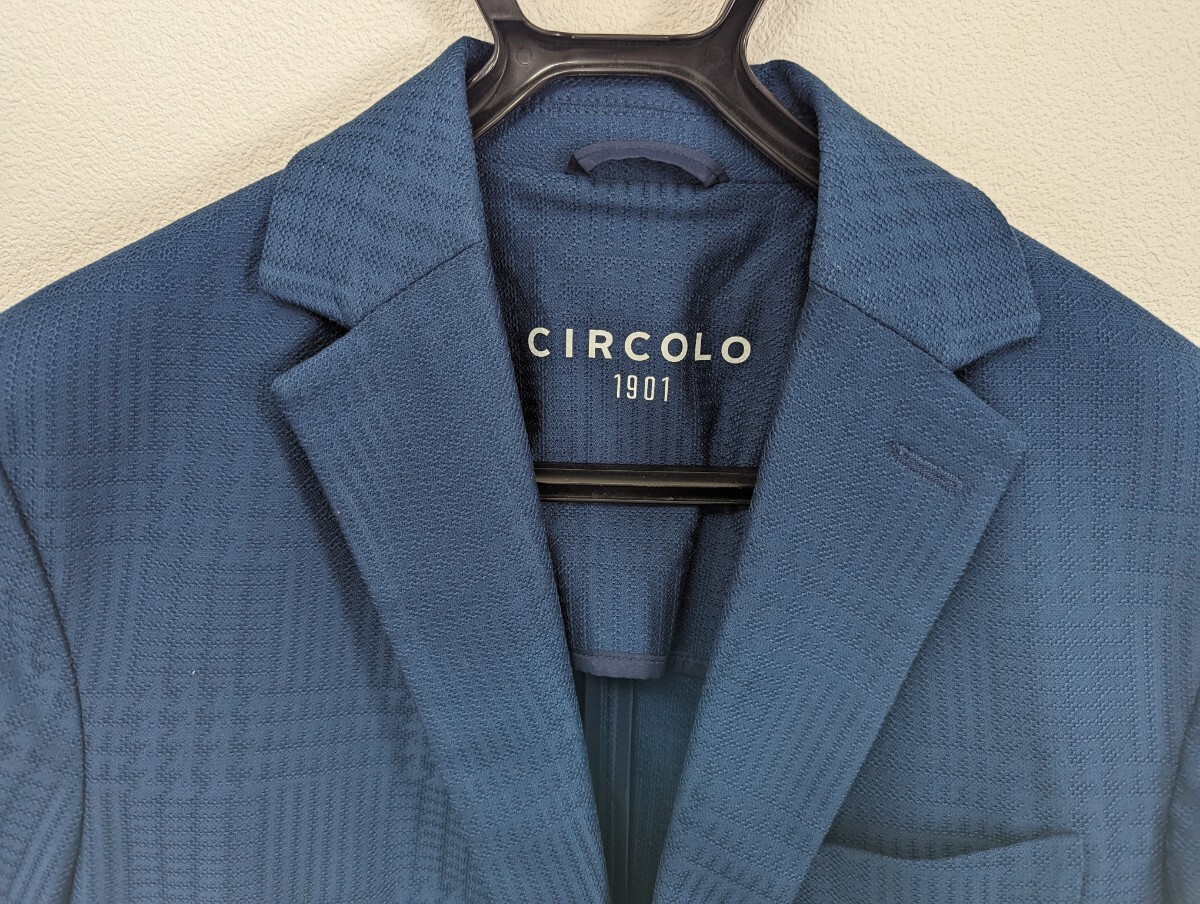 【未使用新品】CIRCOLO1901 チルコロ リネンテーラードジャケット　サイズ48　ストレッチ　ネイビー