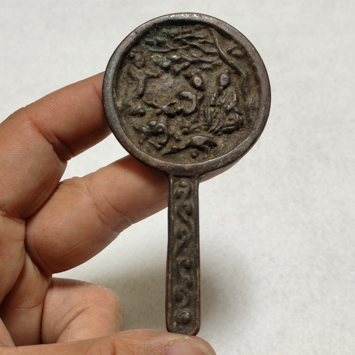 骨董品 青銅器 南極仙翁紋 唐鏡 銅鏡 激安_画像1