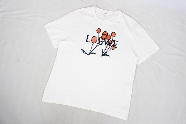 送料込 ロエベ LOEWE ロゴ刺繍 Tシャツ ホワイト 白 [L] メンズ トップス カットソー　 I38_画像1